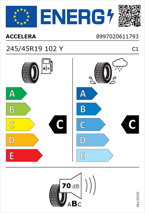 Tyre Label for Accelera PHI 245/45R19 102Y